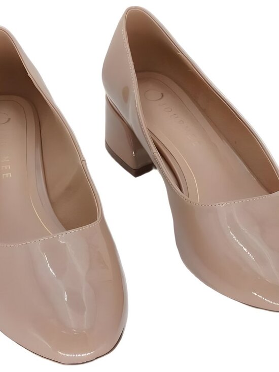 Journee Collection Shoes - Journee Collection Saarii Nude Patent Block Heel Slip-On Pumps 8W